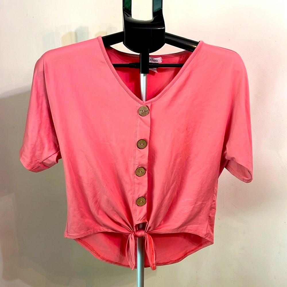 Persaya Button Down Tie Front Top